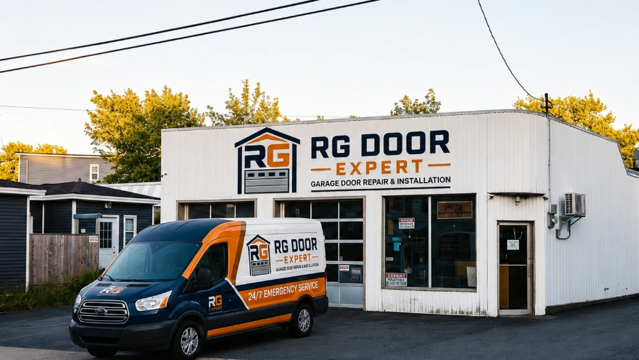 RG Door Experts technician installing a new garage door in Rio Rancho, NM